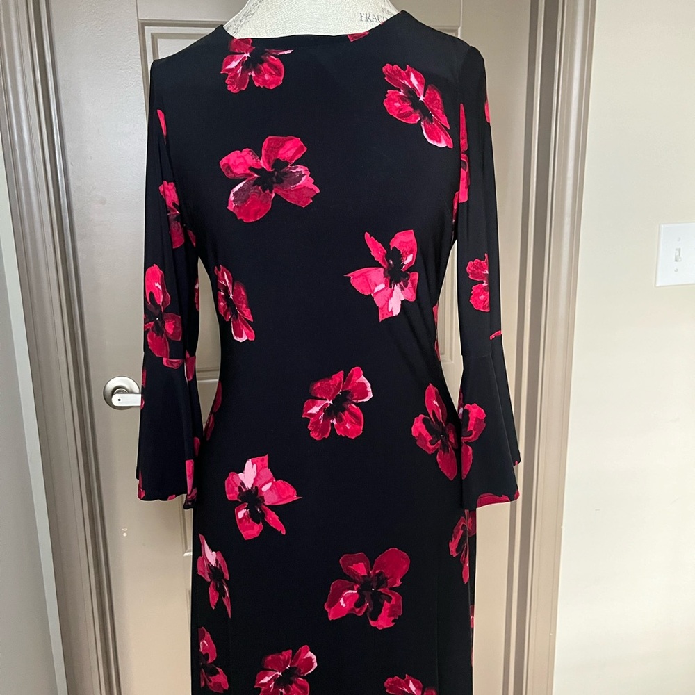 Tommy Hilfiger - Black and Red Floral Long Sleeve Dress